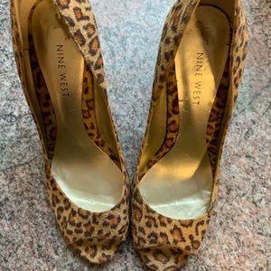 Nine West animal print open toe high heels 6 1/2